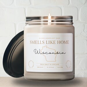 USA Wisconsin Scented Candle Wisconsin Gift New Home Gift Homesick Gift Moving Away Wisconsin Candle College Student Gift Souvenir Coworker