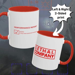 Lethal Company Paranoid employee mug - Colored handle 11oz mug Lethal Company mug Gaming mug Video Game mug Gamers Gift for him gift for her