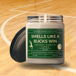 NBA Gift Milwaukee Bucks Candle Sports Gift Bucks Merch Smells Like A Bucks Win Candle gift Lucky Basketball Gift Milwaukee Bucks fan decor