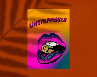 Cartel digital - Boca intrépida: Parada imparable - ilustración de cómics antiguos