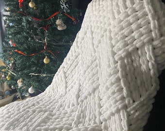 Chunky puffy knit blanket, Handmade Blanket, Bed throw, Heartwarming gift for Mother's Day ,chunky knit blanket, Soft baby blanket