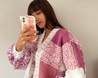 Patchwork Knit Cardigan