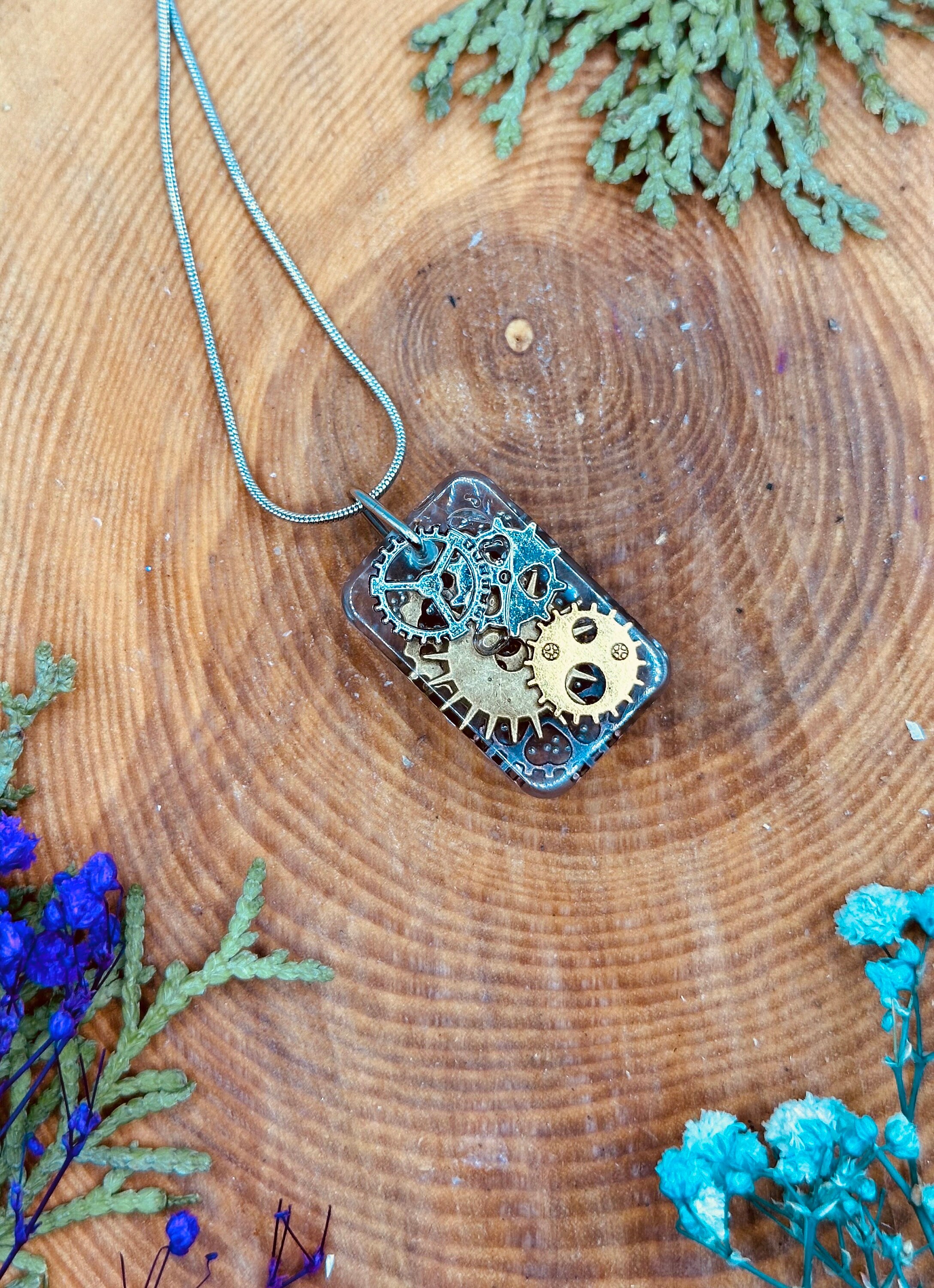 Steampunk Gear Pendant Necklace For Women Men, Personalized Vintage...