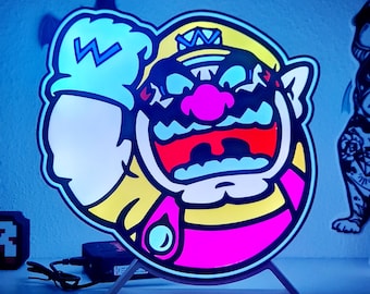 Lumière LED inspirée de Wario Land - Décor de jeu rétro - Lampe sur le thème Wario alimentée par USB