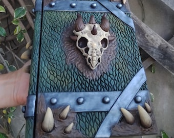 Handmade Dragon Skull Book Box, Decorative Storage Chest