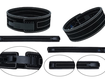 P ADJUSTABLE LEVER BELT | Power Weightlifting Leather Lever Pro Belt Black 10mm | Lumbar Back Support Heavy Workout Gym Power Training