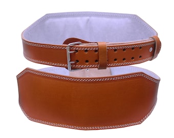 WEIGHT LIFTING BELT 4" and 6" made of Real Leather Tan Cowhide Lumbar Back Support Gym Power Training Bodybuilding Fitness | Heavy Workout