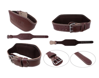 Ceinture d'haltérophilie 4 pouces et 6 pouces en cuir véritable, peau de vache marron, soutien lombaire pour salle de sport, musculation, musculation, fitness | Entraînement intensif