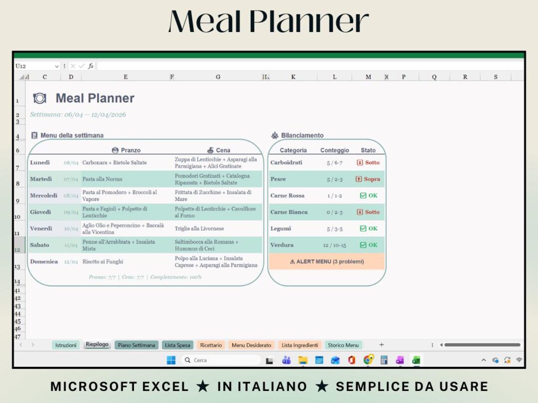 Weekly Meal Planner Excel – Organize Your Meals Easily and ...