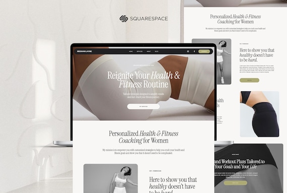 Squarespace Website Template for Fitness Coach, Health Coach, Personal Trainer Website Template, Fitness Squarespace 7.1 Website