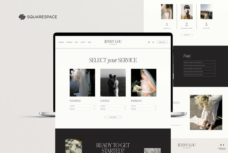 Squarespace-webbmall för fotografer, webbplats för bröllopsfotografer, bröllopsplanerare, fotograf Squarespace-mall 7.1 bild 7