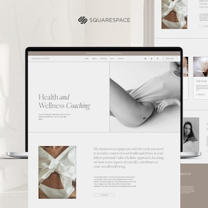 Könnte beinhalten: Eine Website-Startseite für einen Gesundheits- und Wellness-Coach. Die Website zeigt ein Schwarzweißfoto einer Frau in einem weißen Body, den Text "Health and Wellness Coaching" und den Text "Meine Mission ist es, Sie mit den Werkzeugen auszustatten, die Sie benötigen, um die Kontrolle über Ihre Gesundheit zurückzugewinnen und in Ihrem vollen Potenzial zu gedeihen. Ich verfolge einen ganzheitlichen Ansatz und konzentriere mich darauf, wie jeder Aspekt Ihres Lebens zu Ihrem allgemeinen Wohlbefinden beiträgt."