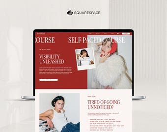 Red Squarespace Template for Coach, Coaches, Mentors, Bold Fun Website Design, Creatives