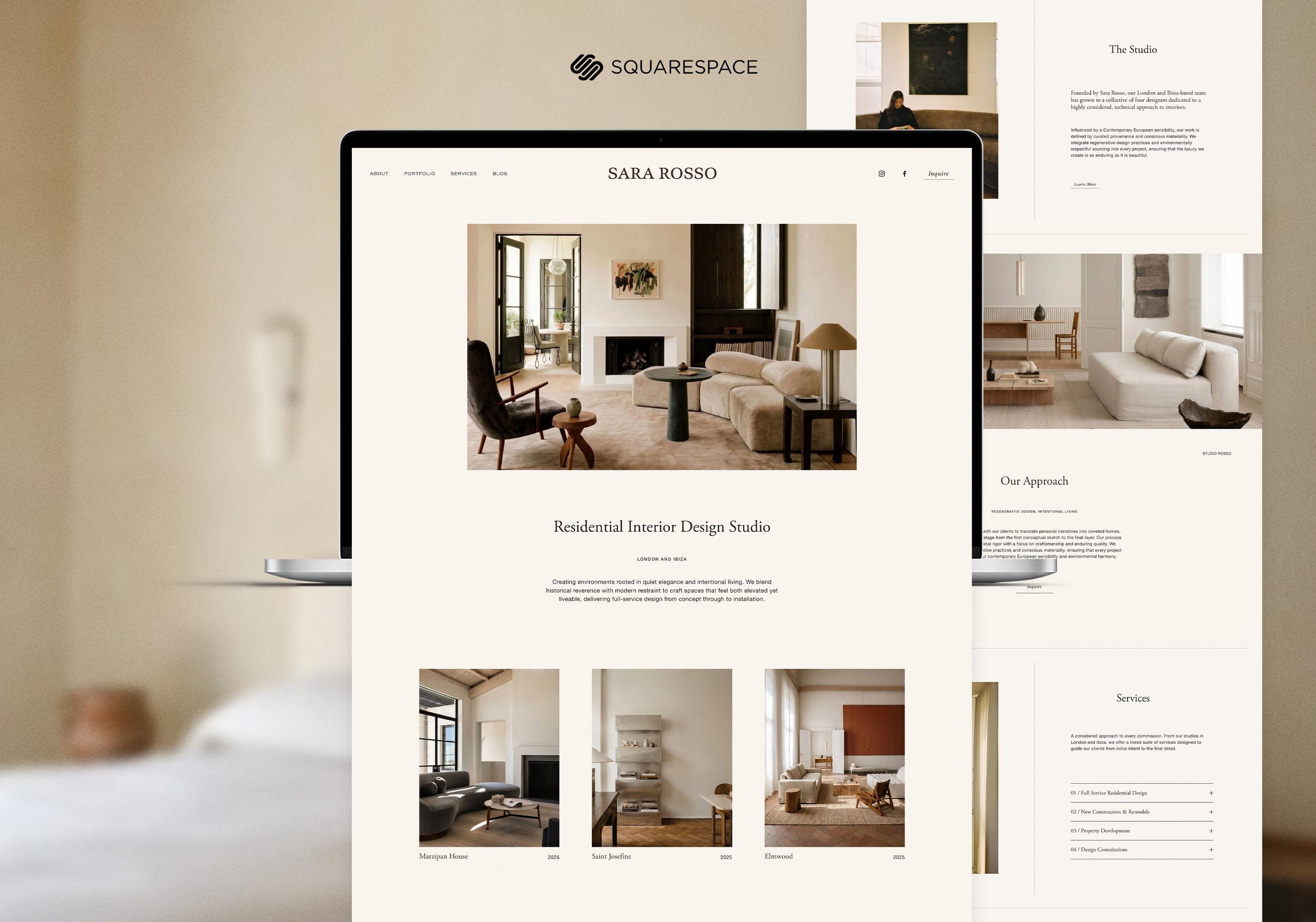 Website Template for Interior Designers and Property Stylists, Architects, Minimal Squarespace Theme