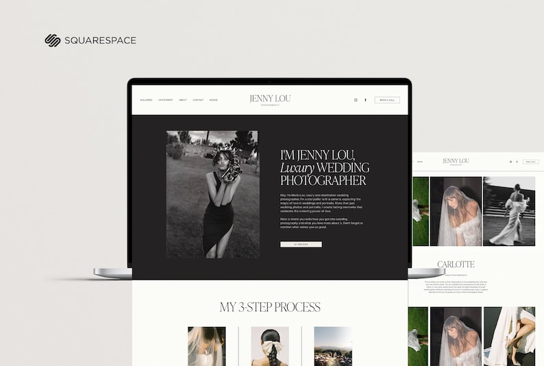Squarespace-webbmall för fotografer, webbplats för bröllopsfotografer, bröllopsplanerare, fotograf Squarespace-mall 7.1 bild 4