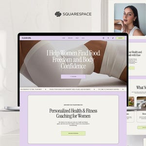 Pink Website Template for health & fitness coach, squarespace theme, female founder, fun modern design