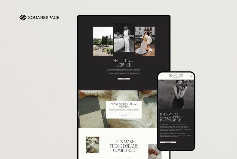 Squarespace-webbmall för fotografer, webbplats för bröllopsfotografer, bröllopsplanerare, fotograf Squarespace-mall 7.1 bild 9