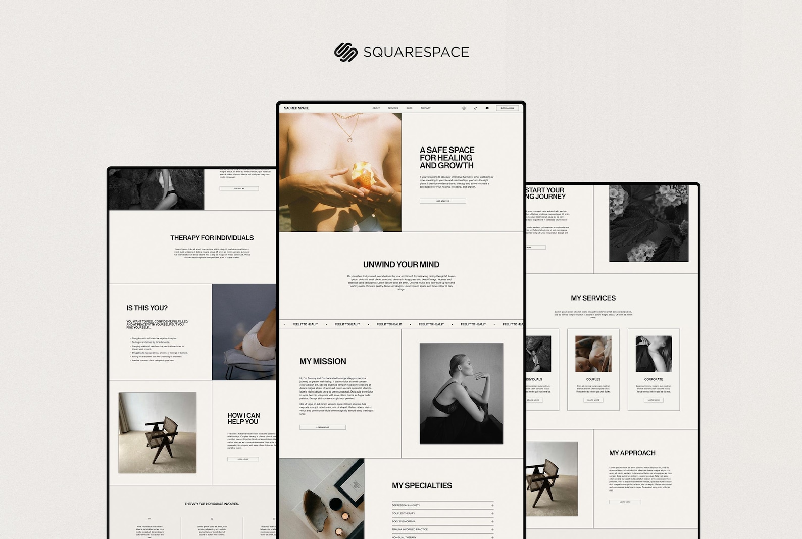 Squarespace 7.1 Website Template: Minimalist Design for Therapists ...