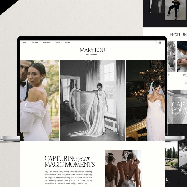 Showit Website Template for Photographers, Wedding Photographer Website, Wedding Planner Website, Photographer Showit Template, DIY