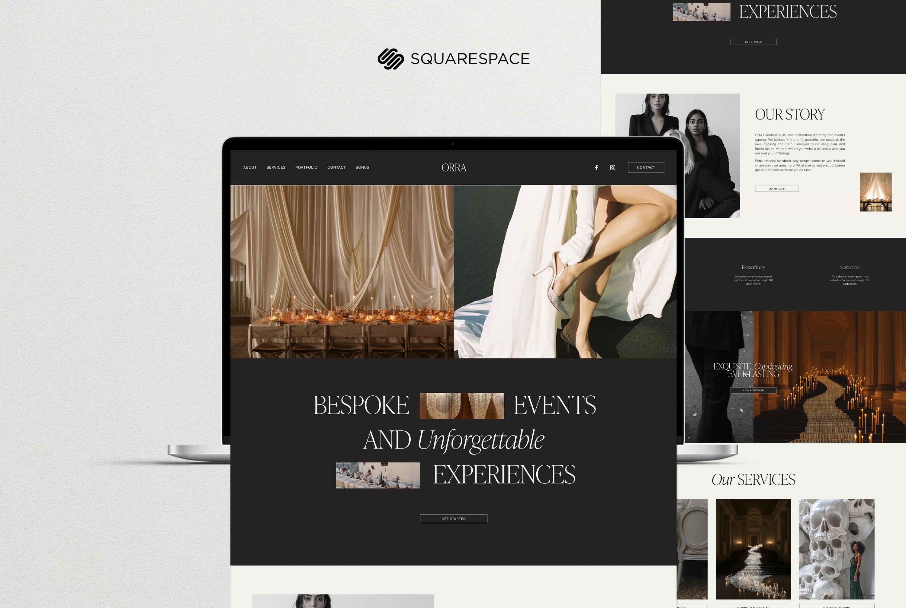Squarespace Website Template for Wedding Planners, Event Planners Website, Wedding Planner, Photographer Squarespace Template 7.1, Elegant