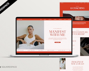 Squarespace Template for Coach, Online Coach, Healer, Therapist Website, Red Squarespace 7.1 Template, Squarespace Website Coach, Courses