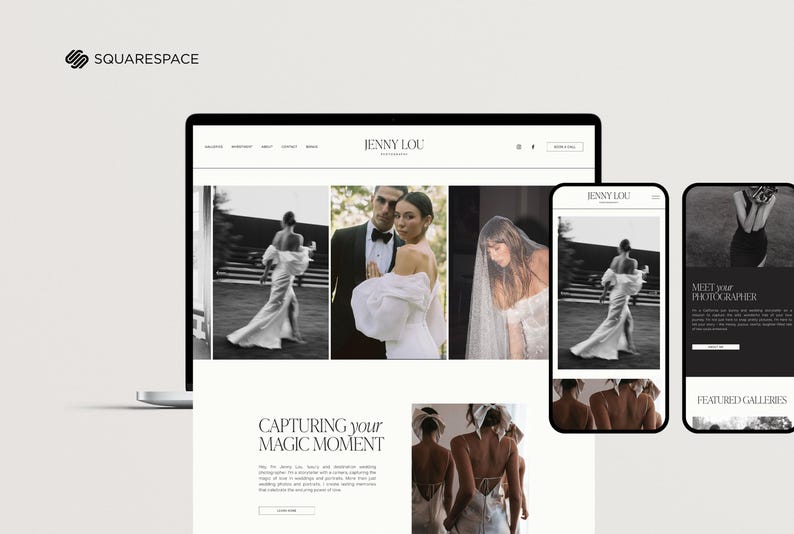 Squarespace-webbmall för fotografer, webbplats för bröllopsfotografer, bröllopsplanerare, fotograf Squarespace-mall 7.1 bild 11