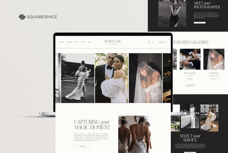 Squarespace-webbmall för fotografer, webbplats för bröllopsfotografer, bröllopsplanerare, fotograf Squarespace-mall 7.1 bild 2