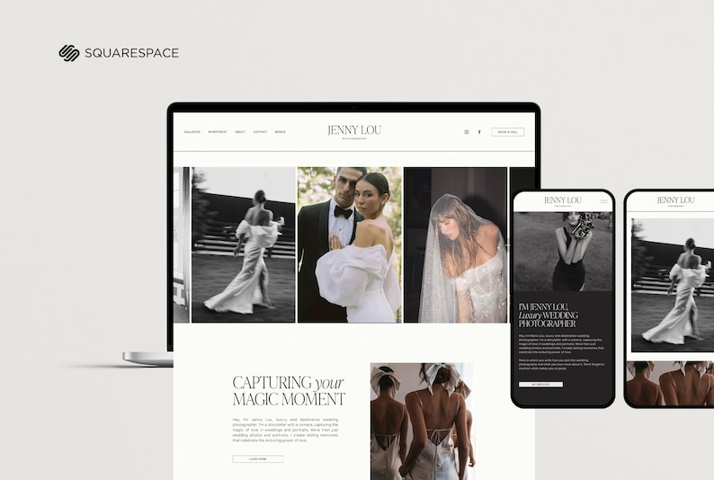 Squarespace-webbmall för fotografer, webbplats för bröllopsfotografer, bröllopsplanerare, fotograf Squarespace-mall 7.1 bild 5