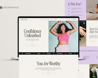 Squarespace 7.1 Website Template for Coaches, Therapists, and Mentors. Colorful, fun Squarespace theme, purple