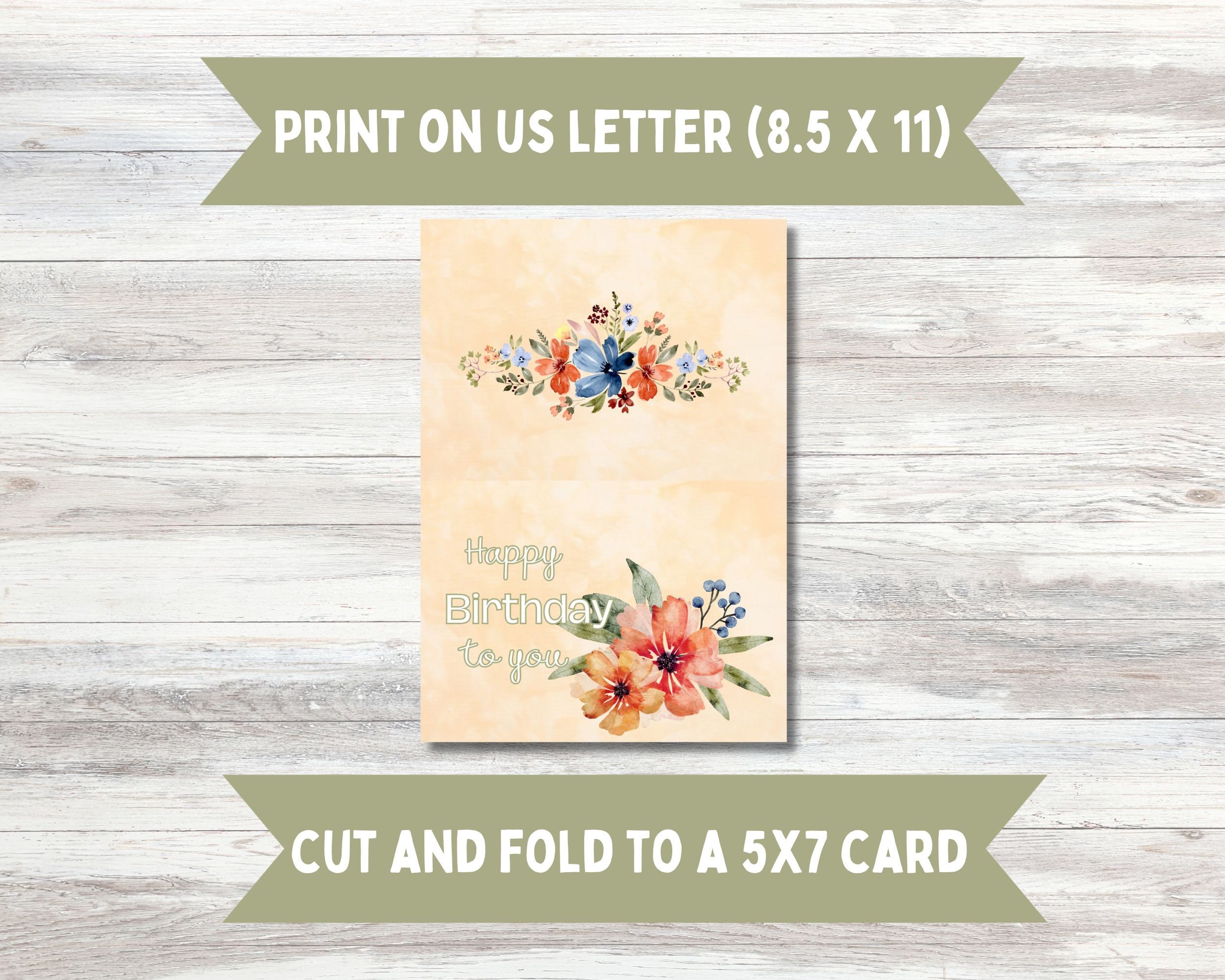 Printable Birthday Card Instant Download Digital Greeting Card Happy ...