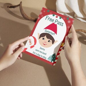 Elf Pass Free Pass Tarjeta de Navidad Regalos para niños Navidad Elf Carta Descarga digital Descarga instantánea Imprimible Elf Letter Pass para Elf