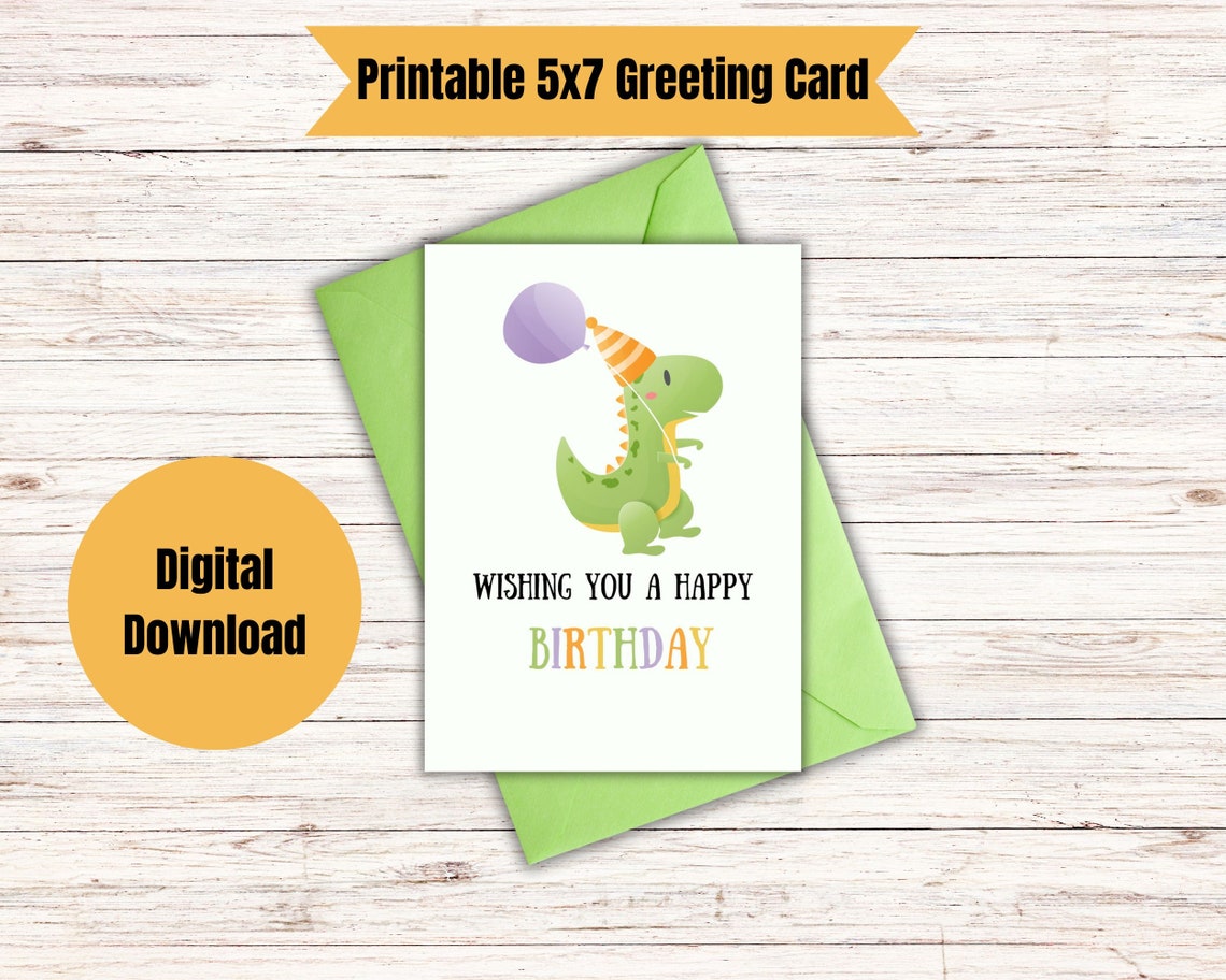 Printable Birthday Card Instant Download Digital Greeting Card Happy ...