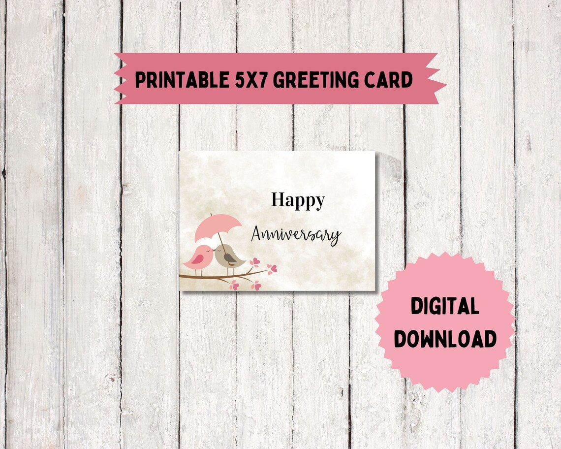 Printable Anniversary Card, Downloadable Anniversary Card, Anniversary ...