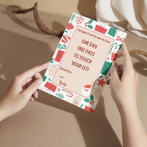 Elf Pass Free Pass Tarjeta de Navidad Regalos para niños Navidad Elf Carta Descarga digital Descarga instantánea Imprimible Elf Letter Pass para Elf