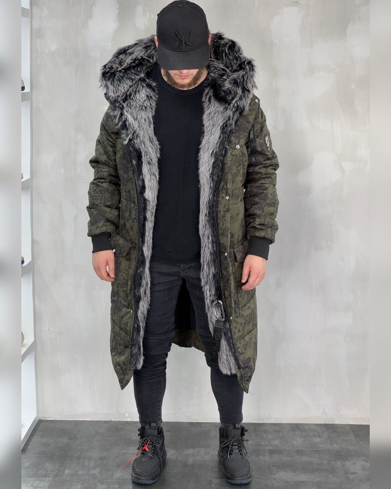 90s Camouflage Furry Long Coat, Vintage Style - Etsy