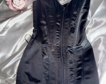 It girl archive doll glam Y2K vintage leg Avenue  corset bonded dress top black   size small