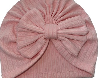 Neugeborene Baby Schleifen Mütze Turban rosa weiß one size