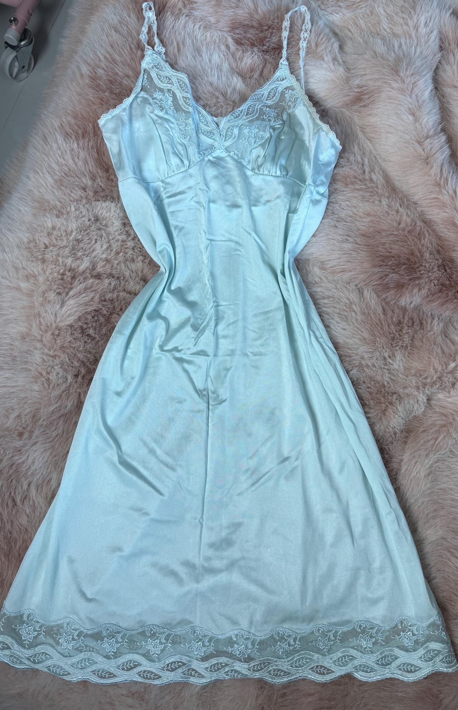 Lace Trim Light Blue Slip Dress - Etsy