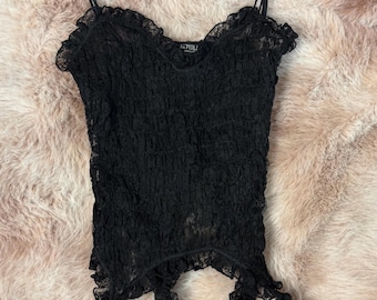 Y2K / vintage La Perla stretch  timeless corset black   size medium / large