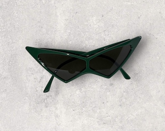 Vintage style retro unique edgy fashion glam festival sunglasses green unisex new cat eye  60s 70s