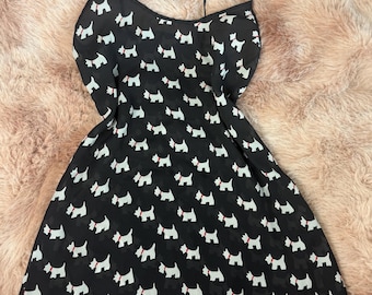 Vintage Scott dog  Y2K  timeless babydoll mini slip dress black white  size large