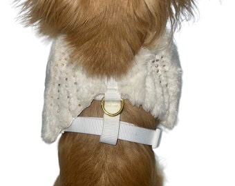 Angel wings dog harness white Sizes XS to large  made with Swarovski gold crystals