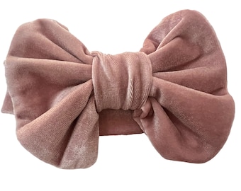 New born baby babies  large velvet bow pink blush white one size