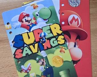 Super Savings Challenge Bundle | Mario Game -Inspired Budget Binder |Cash Stuffing Book | Unlimited Amount Challenge | Physical Product