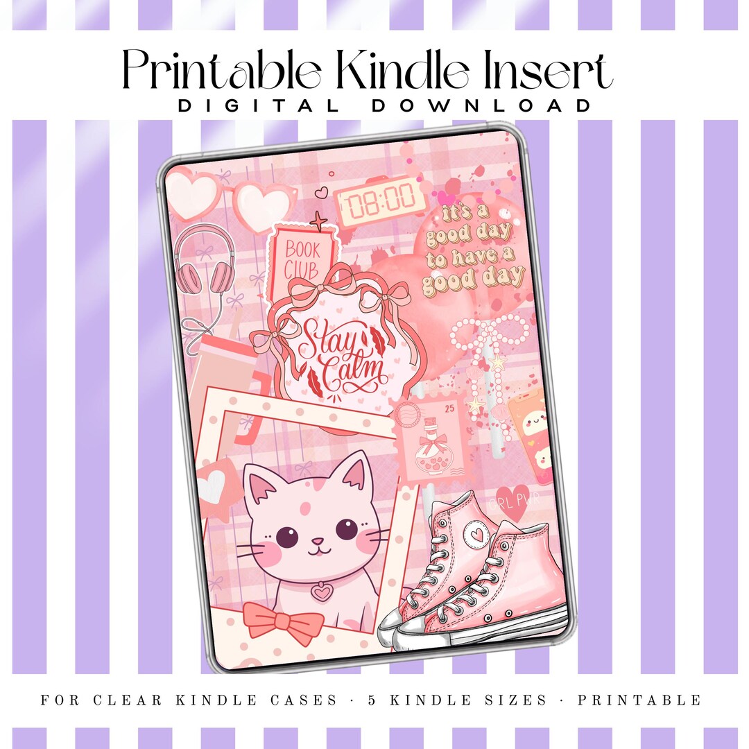 Cute Pink Kindle Insert Digital Download | Kawaii Book Club Aesthetic ...
