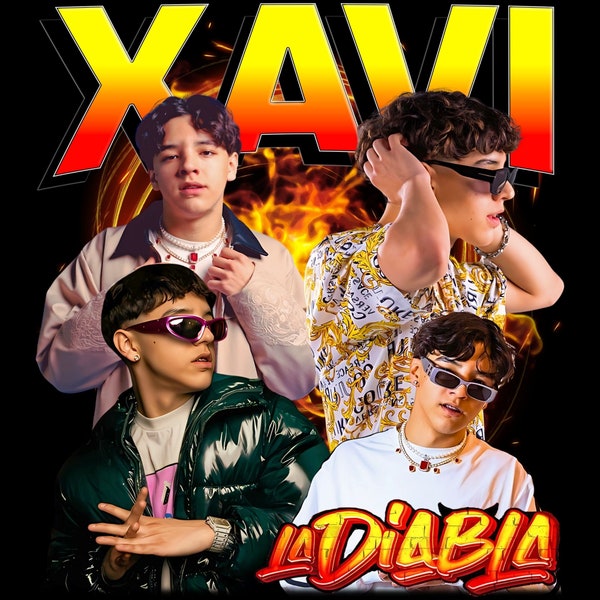 XAVI T Shirt Design. Png Digital 4500x5100 px. LATIN Music, Rap Hiphop Retro, 90s Vintage, Bootleg Tee. Instant Download And Ready To Print.