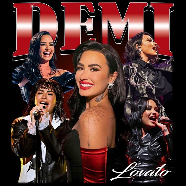DEMI LOVATO T Shirt Design. PNG Digital 4500x5100 px. Rock, Pop, Retro, 90s Vintage, Bootleg Tee. Instant Download And Ready To Print.