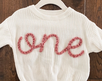 Custom Baby or Toddler Sweater for 1st, 2nd, 3rd Birthday | Hand-Stitched