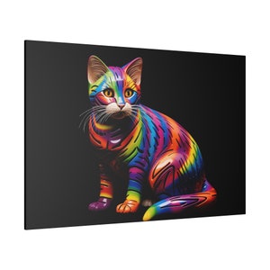 Metallic Colourful Rainbow Cat Canvas Cat Wall Art Cat Picture Animal Canvas Cat Lover Gift Rainbow Cat Abstract Cat Art Colourful Cat Print