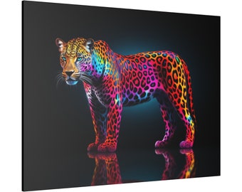 Colourful Rainbow Leopard Canvas Leopard Wall Art Colourful Animal Art Leopard Home Decor Leopard Artwork Leopard Art Print Leopard Gifts
